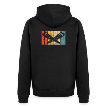 Retro Tischler Holzarbeiter Zimmermann Schreiner - Unisex Premium Bio Zip Hoodie - Schwarz - Hinten - Nico (187cm)