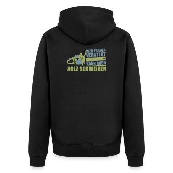 Tischler Holzarbeiter Zimmermann Schreiner - Unisex Premium Bio Zip Hoodie - Schwarz - Hinten - Nico (187cm)