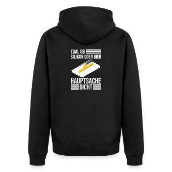 Fliesenleger Handwerker Geselle Meister Bodenleger - Unisex Premium Bio Zip Hoodie - Schwarz - Hinten - Nico (187cm)