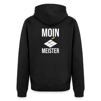 Fliesenleger Handwerker Geselle Meister Bodenleger - Unisex Premium Bio Zip Hoodie - Schwarz - Hinten - Nico (187cm)