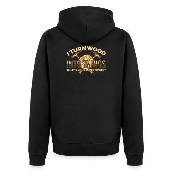 Craftsman Presents I Turn Wood into Things - Veste à capuche bio Premium Unisexe - noir - Dos - Nico (187cm)