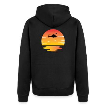 Hubschrauber - Unisex Premium Bio Zip Hoodie - Schwarz - Hinten - Nico (187cm)