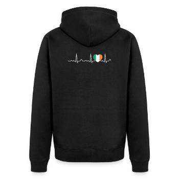 Irlande - Battements de cœur, pouls, ligne de cœur, ECG - Veste à capuche bio Premium Unisexe - noir - Dos - Nico (187cm)