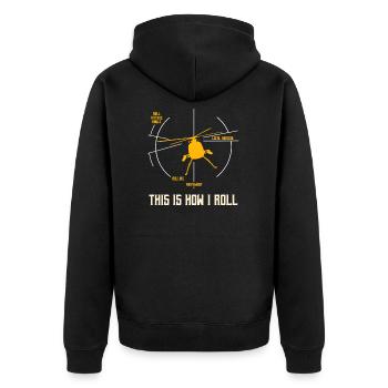 Hubschrauber - Unisex Premium Bio Zip Hoodie - Schwarz - Hinten - Nico (187cm)