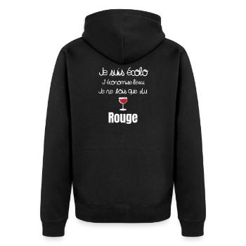 écolo, buveur de vin, idée cadeau - Veste à capuche bio Premium Unisexe - noir - Dos - Nico (187cm)