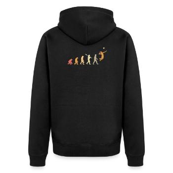 Volleyballer Evolution Geschenk - Unisex Premium Bio Zip Hoodie - Schwarz - Hinten - Nico (187cm)