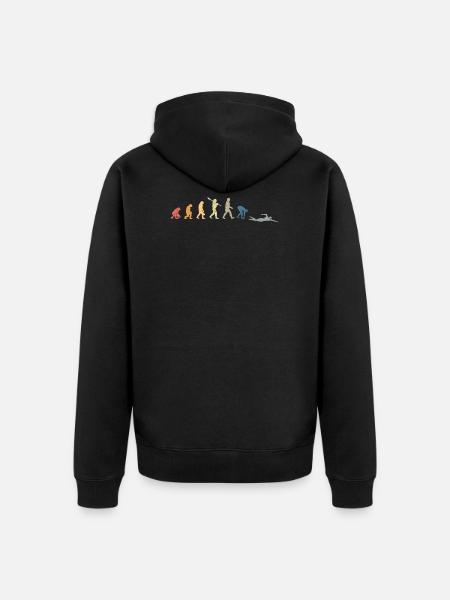 Schwimmer Geschenk Schwimmen Evolution - Unisex Premium Bio Zip Hoodie - Schwarz