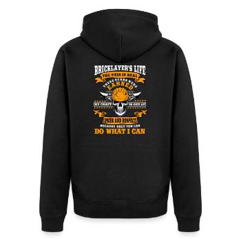 Maurer Spruch Geschenk - Unisex Premium Bio Zip Hoodie - Schwarz - Hinten - Nico (187cm)