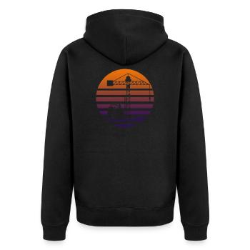 Kran - Unisex Premium Bio Zip Hoodie - Schwarz - Hinten - Nico (187cm)