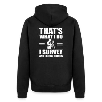 Landvermesser Design - Unisex Premium Bio Zip Hoodie - Schwarz - Hinten - Nico (187cm)