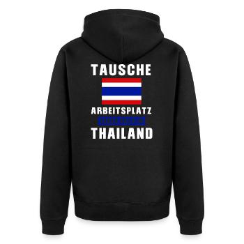 Thailand Urlaub Reise Geschenk - Unisex Premium Bio Zip Hoodie - Schwarz - Hinten - Nico (187cm)