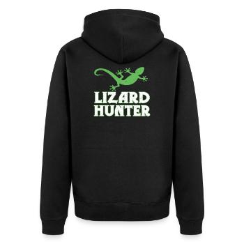 Eidechse - Unisex Premium Bio Zip Hoodie - Schwarz - Hinten - Nico (187cm)