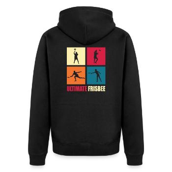 Ultimate Frisbee - Unisex Premium Bio Zip Hoodie - Schwarz - Hinten - Nico (187cm)