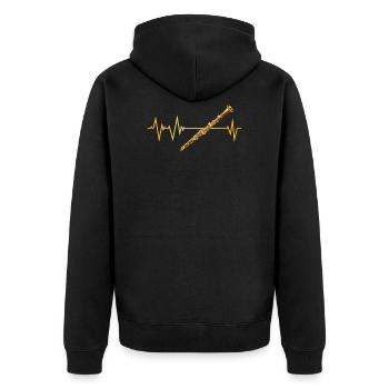 Klarinette Herzschlag - Unisex Premium Bio Zip Hoodie - Schwarz - Hinten - Nico (187cm)