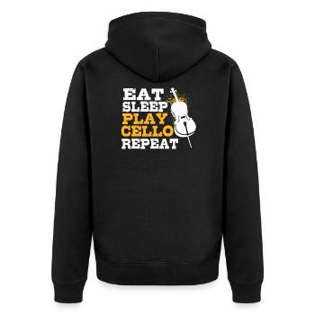 cello - Unisex Premium Organic Zip Hoodie - black - Back - Nico (187cm)