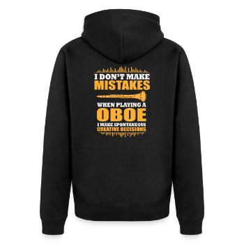Lustiger Oboe Spruch - Unisex Premium Bio Zip Hoodie - Schwarz - Hinten - Nico (187cm)