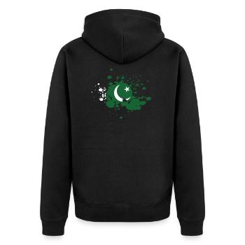 Pakistan - Unisex Premium Organic Zip Hoodie - black - Back - Nico (187cm)
