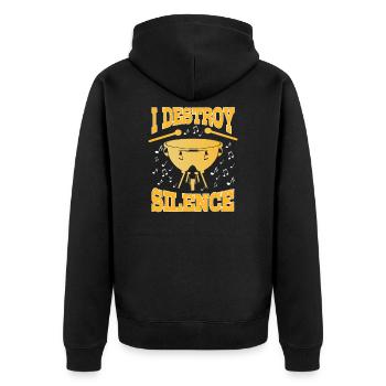 Pauken Spruch - Unisex Premium Bio Zip Hoodie - Schwarz - Hinten - Nico (187cm)