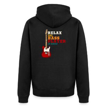 Bassist - Unisex Premium Bio Zip Hoodie - Schwarz - Hinten - Nico (187cm)