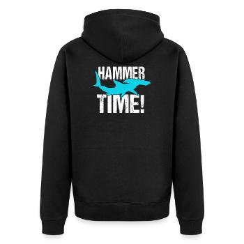Hammerhead shark saying - Unisex Premium Organic Zip Hoodie - black - Back - Nico (187cm)