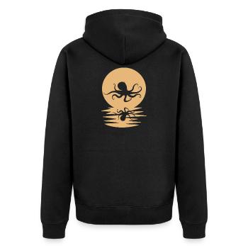Oktopus - Unisex Premium Bio Zip Hoodie - Schwarz - Hinten - Nico (187cm)