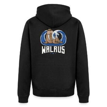 Walrus - Unisex Premium Organic Zip Hoodie - black - Back - Nico (187cm)
