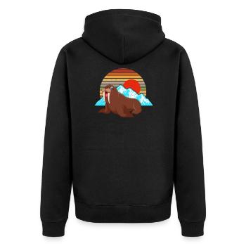 Walrus - Unisex Premium Organic Zip Hoodie - black - Back - Nico (187cm)