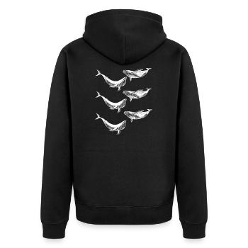 Wale - Unisex Premium Bio Zip Hoodie - Schwarz - Hinten - Nico (187cm)