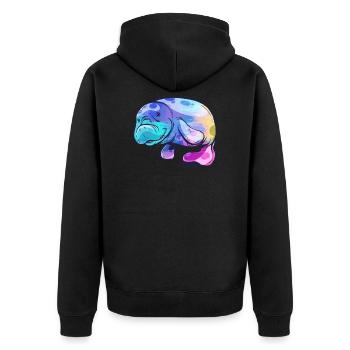 Manatee - Unisex Premium Organic Zip Hoodie - black - Back - Nico (187cm)