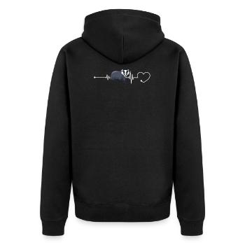 Dachs Herzschlag - Unisex Premium Bio Zip Hoodie - Schwarz - Hinten - Nico (187cm)