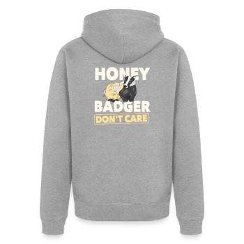 Honey roof - Unisex Premium Organic Zip Hoodie - heather grey - Back - Nico (187cm)