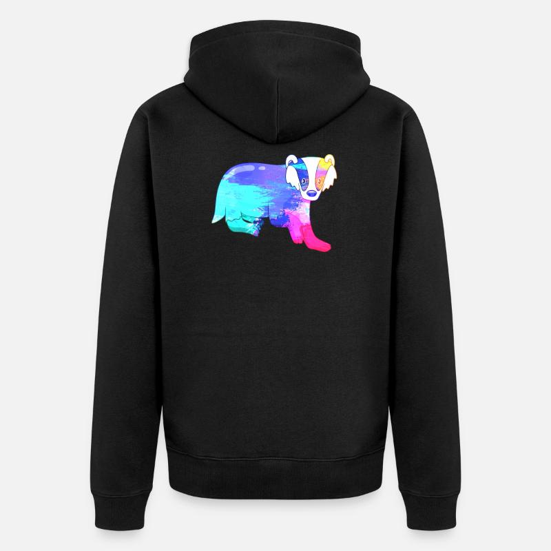 Dachs Farbenfroh - Unisex Premium Bio Zip Hoodie - Schwarz