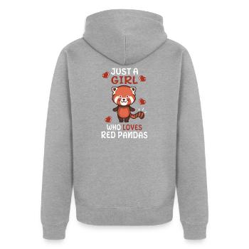 Panda Rouge Cadeau Pour Les Filles - Veste à capuche bio Premium Unisexe - gris chiné - Dos - Nico (187cm)