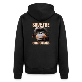 Schützt Die Orang-Utans - Unisex Premium Bio Zip Hoodie - Schwarz - Hinten - Nico (187cm)