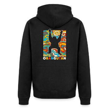 Orang-Utan - Unisex Premium Bio Zip Hoodie - Schwarz - Hinten - Nico (187cm)
