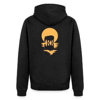 Tapir - Unisex Premium Organic Zip Hoodie - black - Back - Nico (187cm)