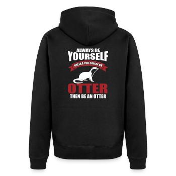 Otter - Unisex Premium Bio Zip Hoodie - Schwarz - Hinten - Nico (187cm)