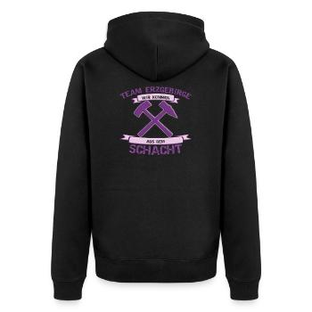 Erzgebirge Team Aue Schacht Fussball Geschenk - Unisex Premium Bio Zip Hoodie - Schwarz - Hinten - Nico (187cm)