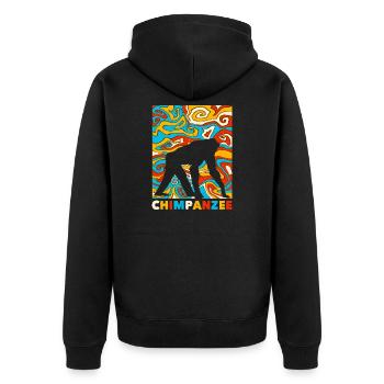 Schimpanse - Unisex Premium Bio Zip Hoodie - Schwarz - Hinten - Nico (187cm)