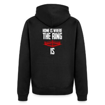 Boxen Boxkampf Boxer - Unisex Premium Bio Zip Hoodie - Schwarz - Hinten - Nico (187cm)