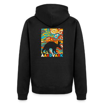 Erdferkel - Unisex Premium Bio Zip Hoodie - Schwarz - Hinten - Nico (187cm)