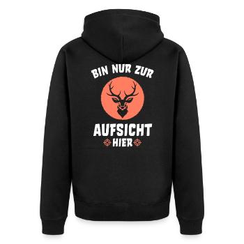 Revier Aufsicht Jagdgebiet Jäger Jagen Aufsicht - Unisex Premium Bio Zip Hoodie - Schwarz - Hinten - Nico (187cm)
