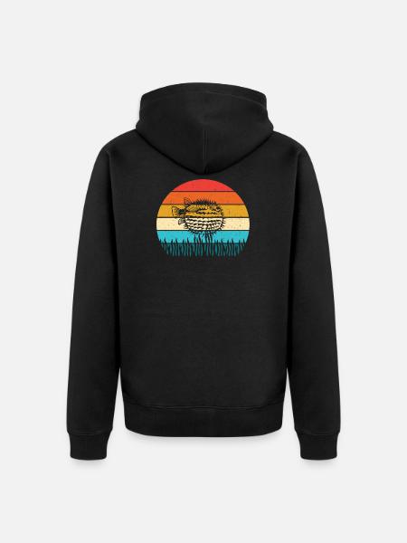 pufferfish - Unisex Premium Organic Zip Hoodie - black