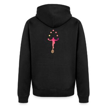 Jonglieren Jongleur - Unisex Premium Bio Zip Hoodie - Schwarz - Hinten - Nico (187cm)