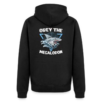 Obey The Megalodon - Unisex Premium Organic Zip Hoodie - black - Back - Nico (187cm)
