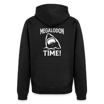 Megalodon Time - Unisex Premium Organic Zip Hoodie - black - Back - Nico (187cm)