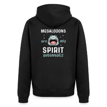 Lieblingstier Megalodon - Unisex Premium Bio Zip Hoodie - Schwarz - Hinten - Nico (187cm)