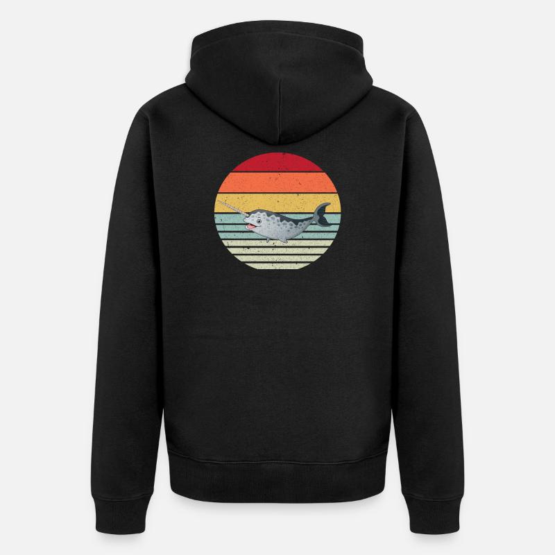 Narwal - Unisex Premium Bio Zip Hoodie - Schwarz