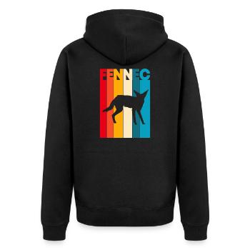 Fennek Wüstenfuchs - Unisex Premium Bio Zip Hoodie - Schwarz - Hinten - Nico (187cm)