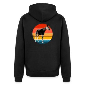 Okapi Geschenk - Unisex Premium Bio Zip Hoodie - Schwarz - Hinten - Nico (187cm)